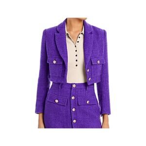 AQUA X Maeve Reilly Tweed Cropped Jacket - 100% Exclusive In Purple small